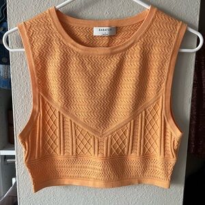 NWOT Babaton Pointelle Orange Ribbed Crop Tank Top in Apricot Ice (Size L)